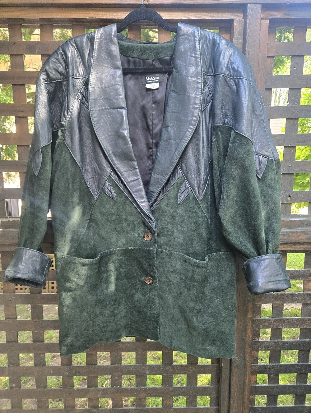 Vintage Green Suede & Leather Jacket